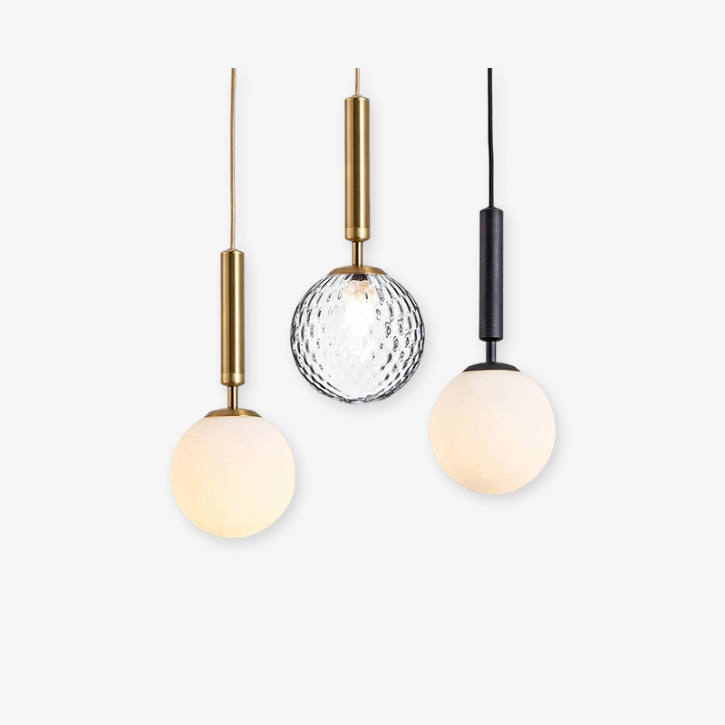 Valentina Modern Glass Ball Pendant Light, White/Clear - Lamp Copper