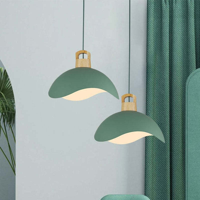 Valentina Colorful Shade Single Pendant Lights, Wood & Metal - Lamp Copper