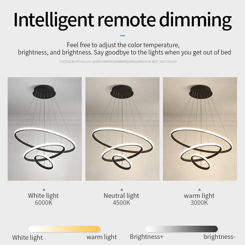 Zin Modern Ring Pendant Light, 2/3/4 Rings - Lamp Copper