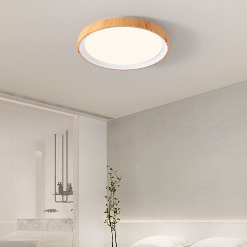 Arisha Modern LED Flush Mount Ceiling Light White Wood Kitchen - Lamp Copper