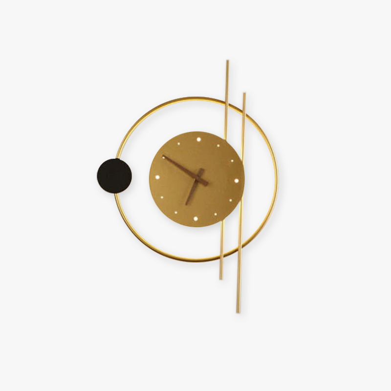 Arisha Wall Lamp Clock, Black & Gold - Lamp Copper