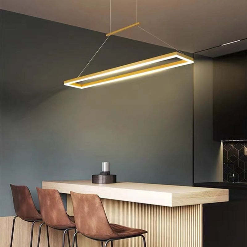 Gloen Modern Rectangular Hanging Pendant Light, Gold/Coffee - Lamp Copper