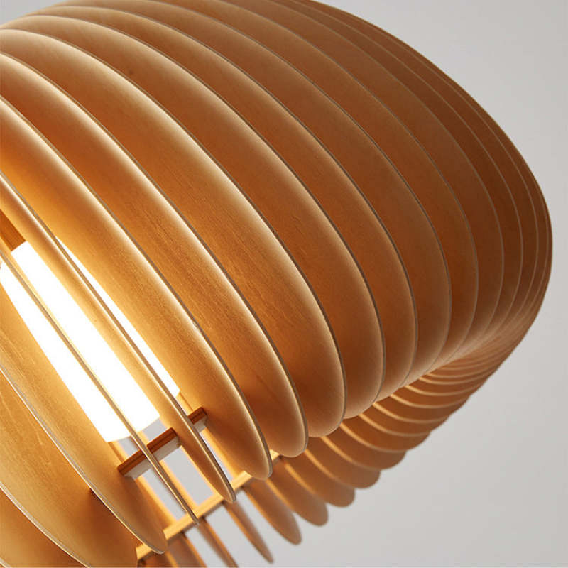 Muto Pumpkin Pendant Light, Wood - Lamp Copper