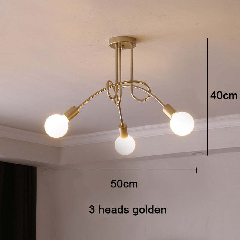 Arisha Modern Linear Curve Metal Ceiling Light, Dining Room/Living Room - Lamp Copper