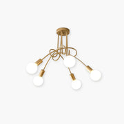 Arisha Modern Linear Curve Metal Ceiling Light, Dining Room/Living Room - Lamp Copper