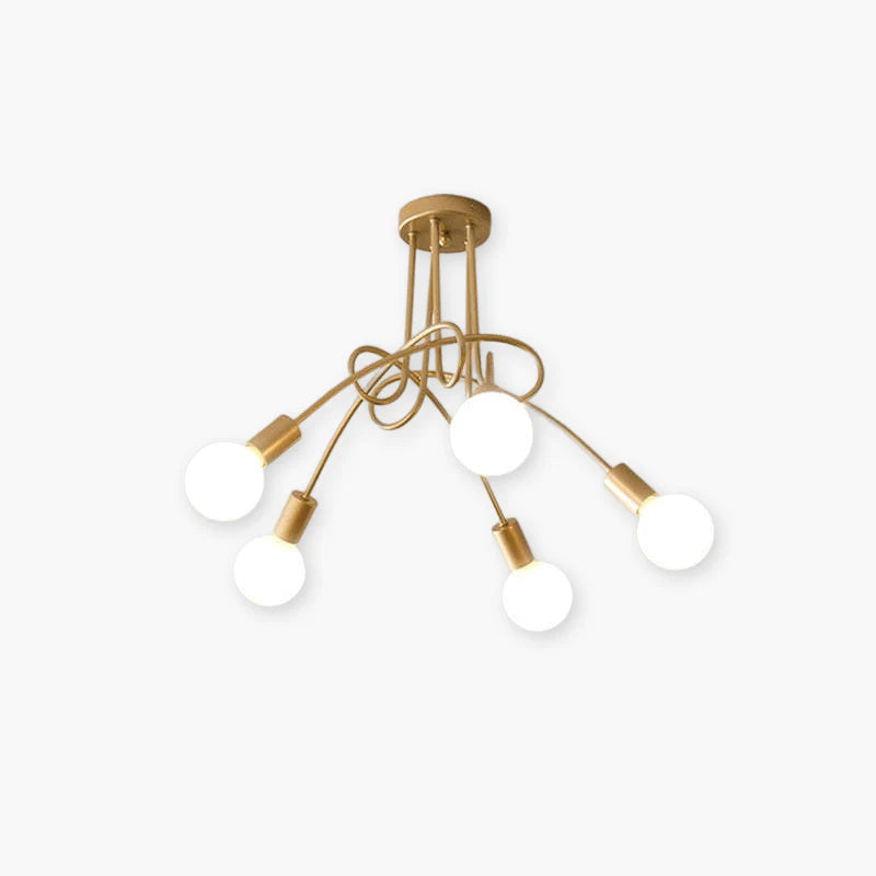 Arisha Modern Linear Curve Metal Ceiling Light, Dining Room/Living Room - Lamp Copper