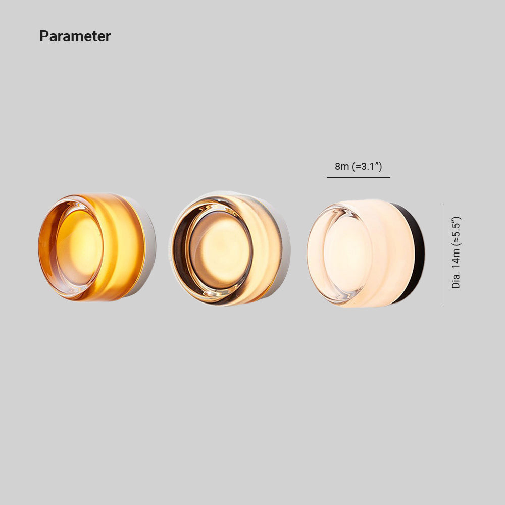 Ray Modern Mini Drum Metal/Acrylic Outdoor Wall Lamp, Transparent - Lamp Copper