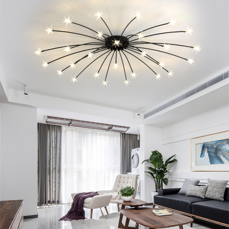 Arisha Art Deco Starry Flush Mount Ceiling Light - Lamp Copper