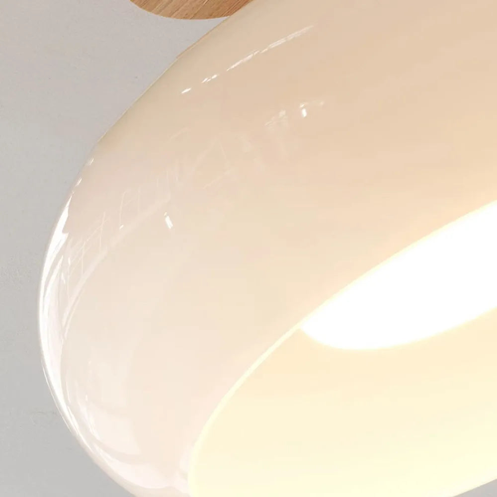 Valentina Flush Mount Ceiling Light Cup Minimalist Wood/Glass White/Orange - Lamp Copper