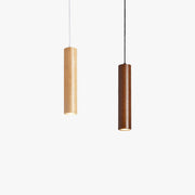 Muto Cylindrical Wood Pendant Light, for Bedroom & Kitchen Island - Lamp Copper
