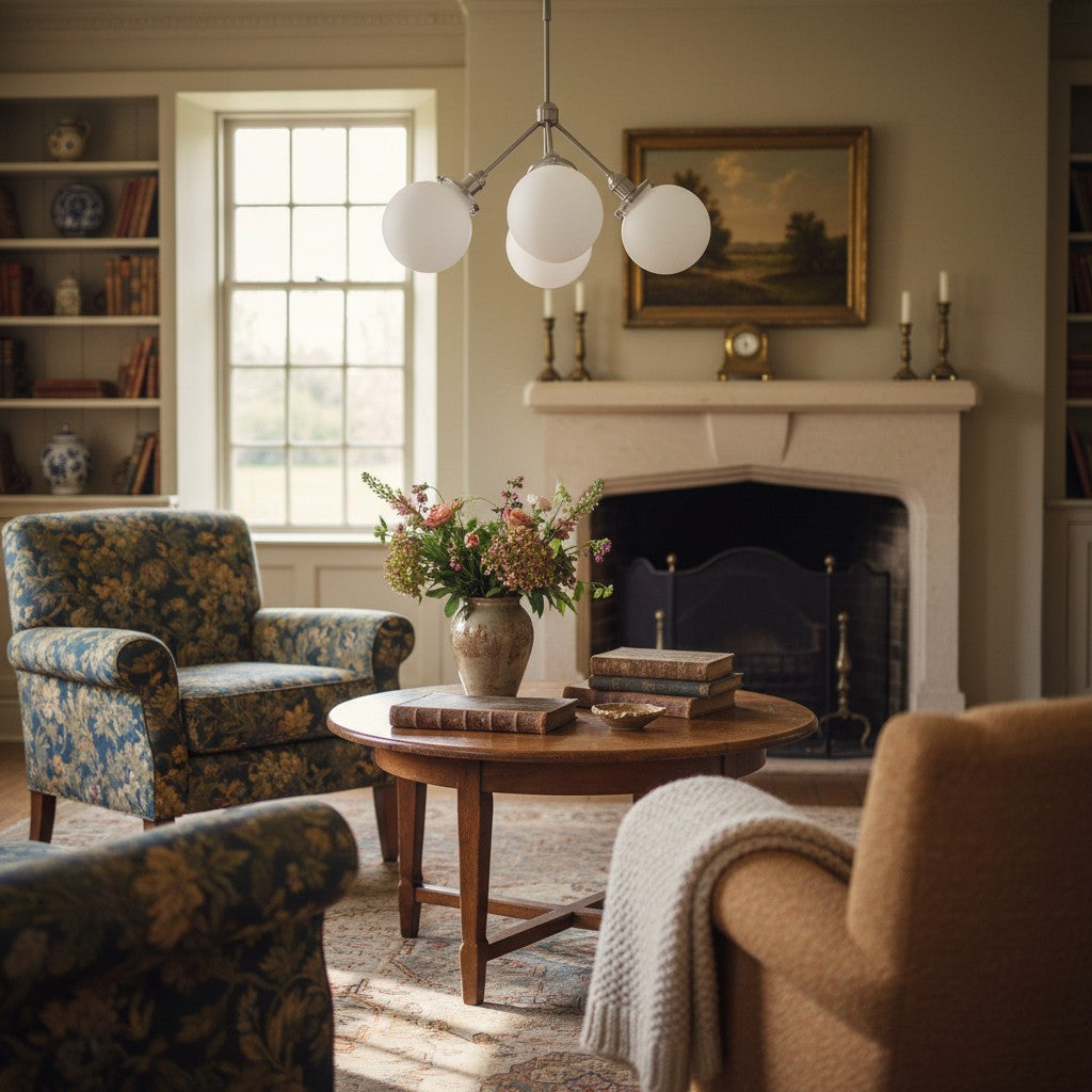 Pearl Globe Ceiling Light with Opal Shade