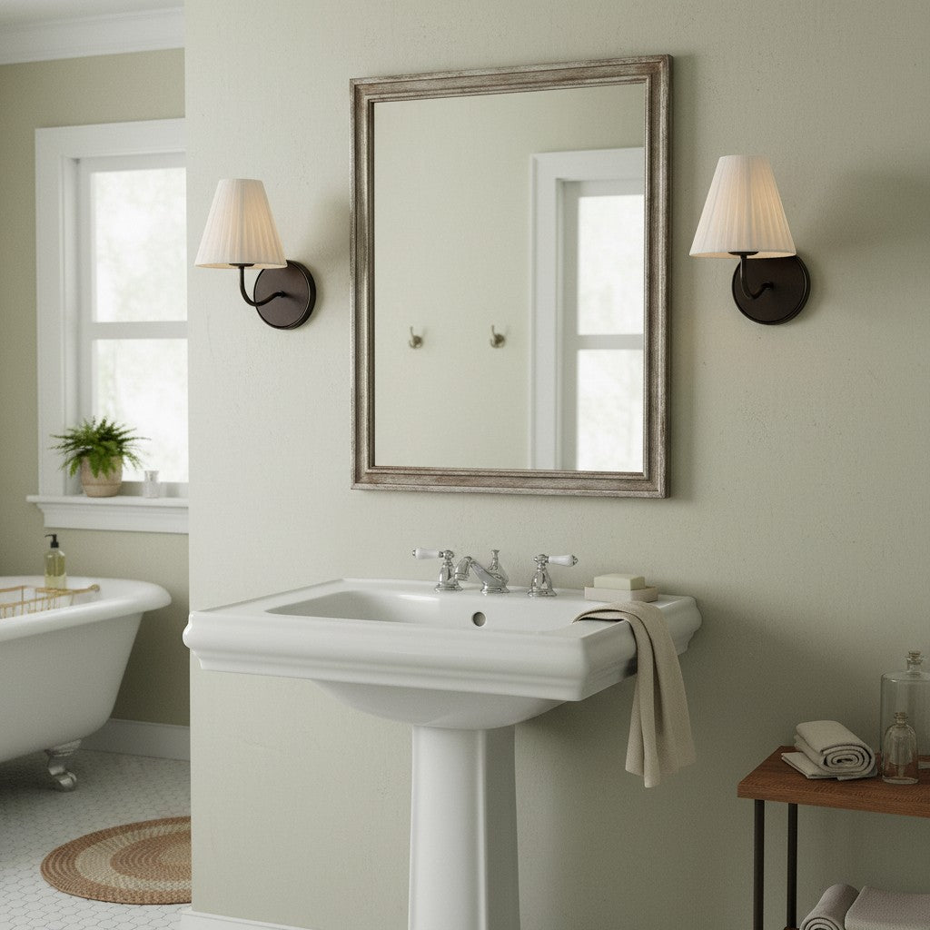 Lithe Wall Light with Linen Fabric Shade Hallway