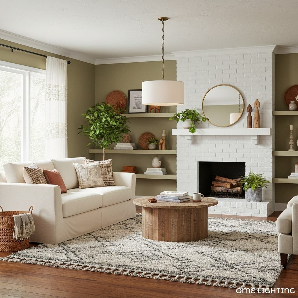 Rowan  Linen Drum Pendant Light  For Kitchen