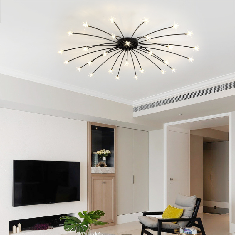 Arisha Art Deco Starry Flush Mount Ceiling Light - Lamp Copper