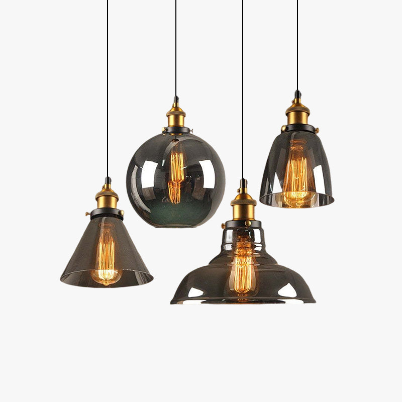June Industrial Glass Pendant Light Clear/Amber/Smoke Grey - Lamp Copper