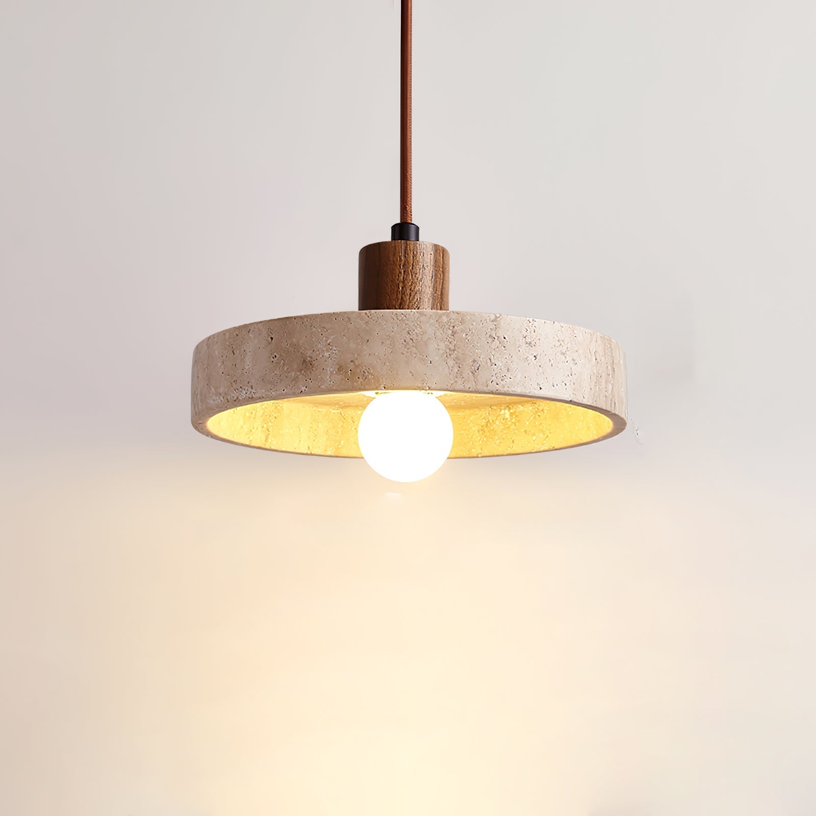 Evvynor Travertine Pendant Light - Lamp Copper
