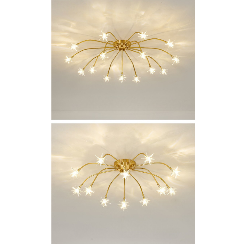 Arisha Art Deco Starry Flush Mount Ceiling Light - Lamp Copper