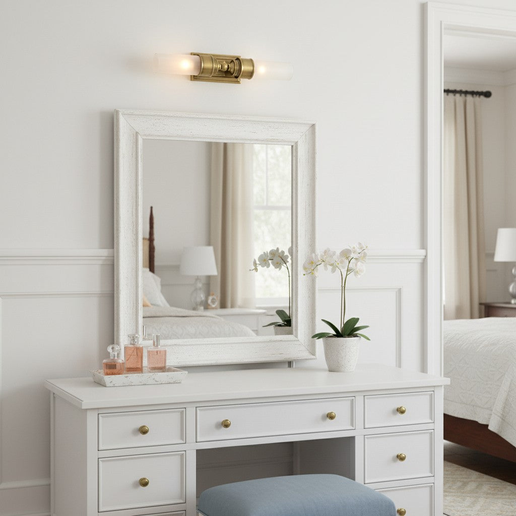 Elite Double Glass Contemporary Tube Wall Sconce Bathroom