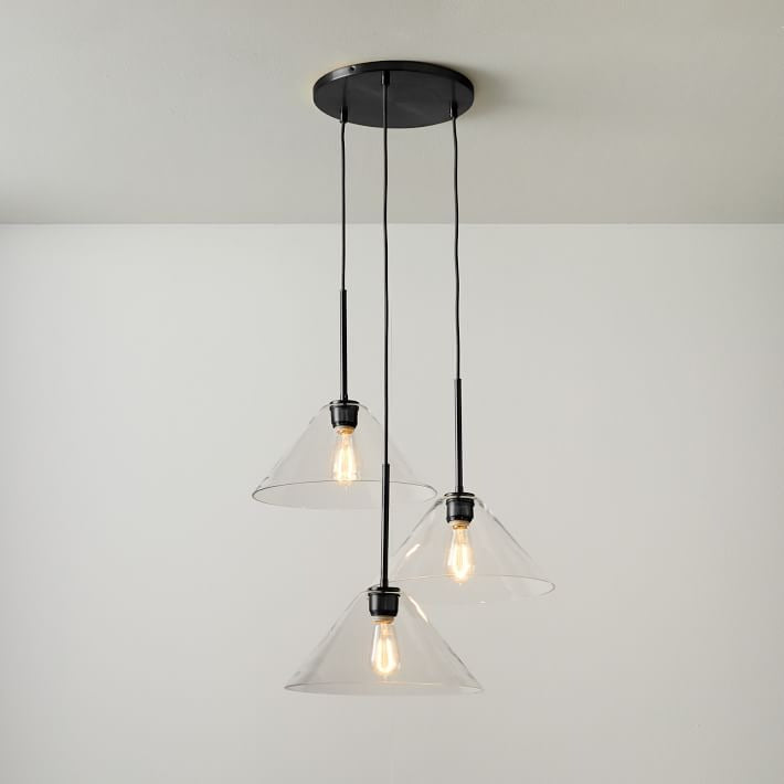 Cone 3-Light Brass Chandelier