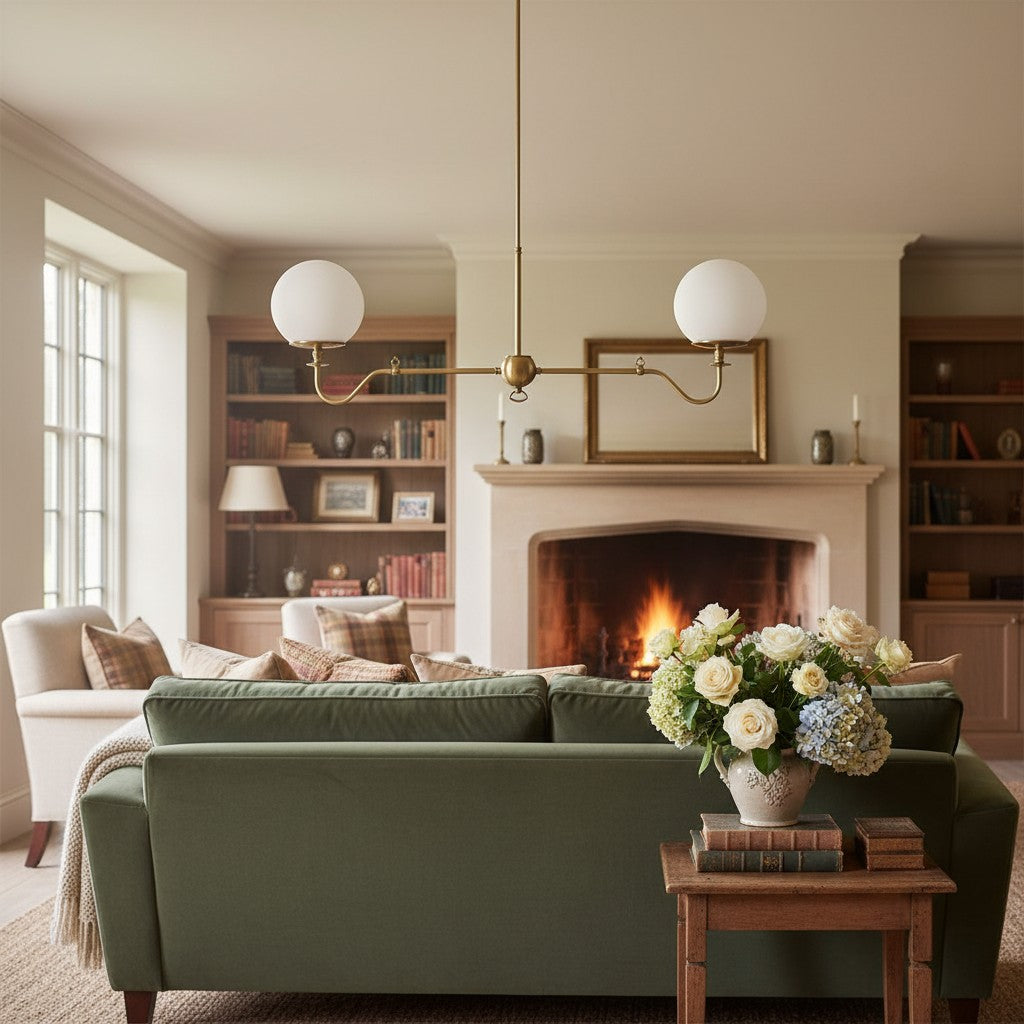 Pearl Glass Brass Chandelier