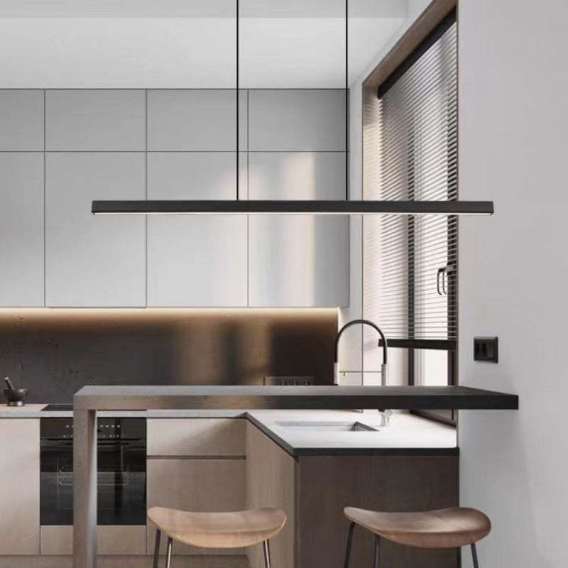 Thala Modern Linear Metal LED Pendant Light Black/Brown - Lamp Copper