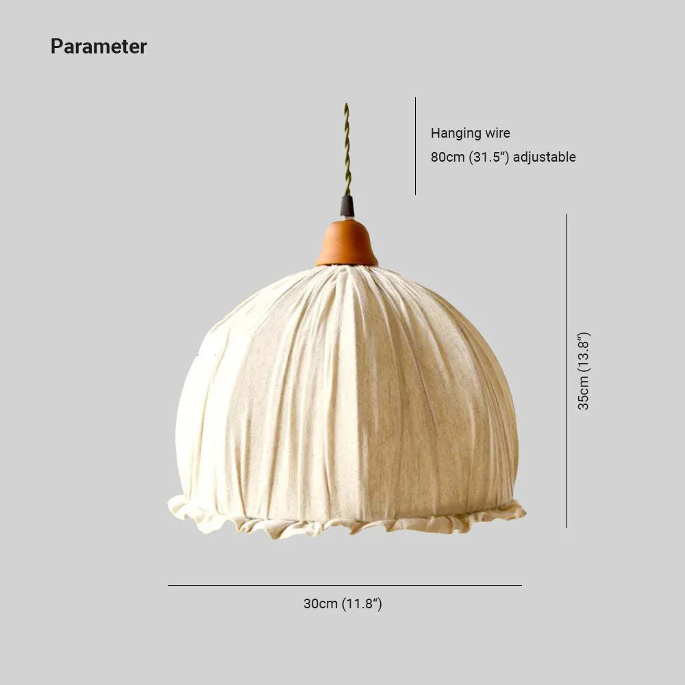 Haloa Vintage Pendant Light Beige, Fabric - Lamp Copper