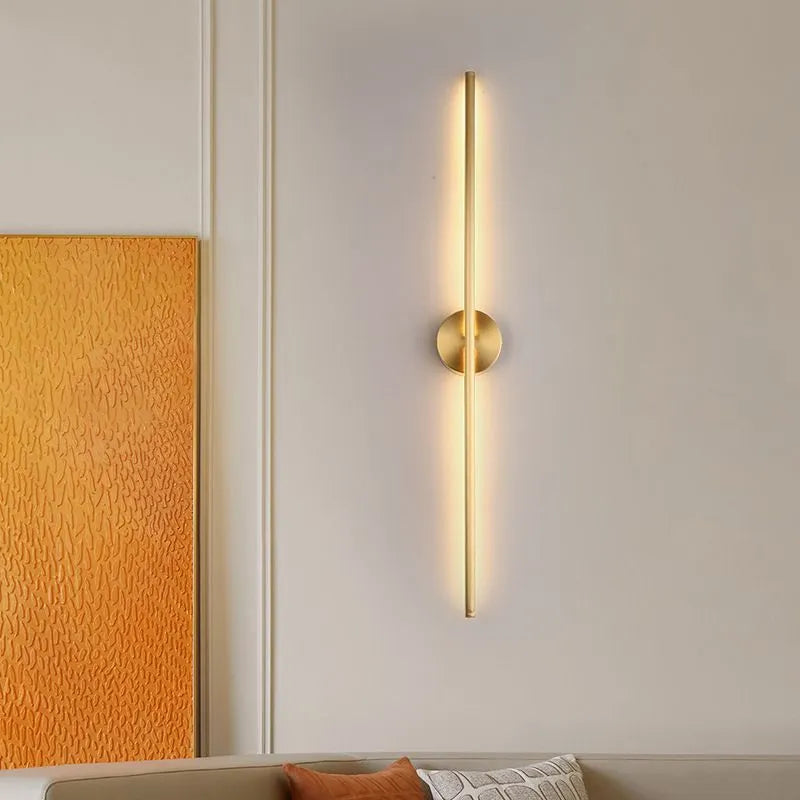 Fauro Modern Linear Metal&Silica Gel Wall Mount Lamps, Gold - Lamp Copper