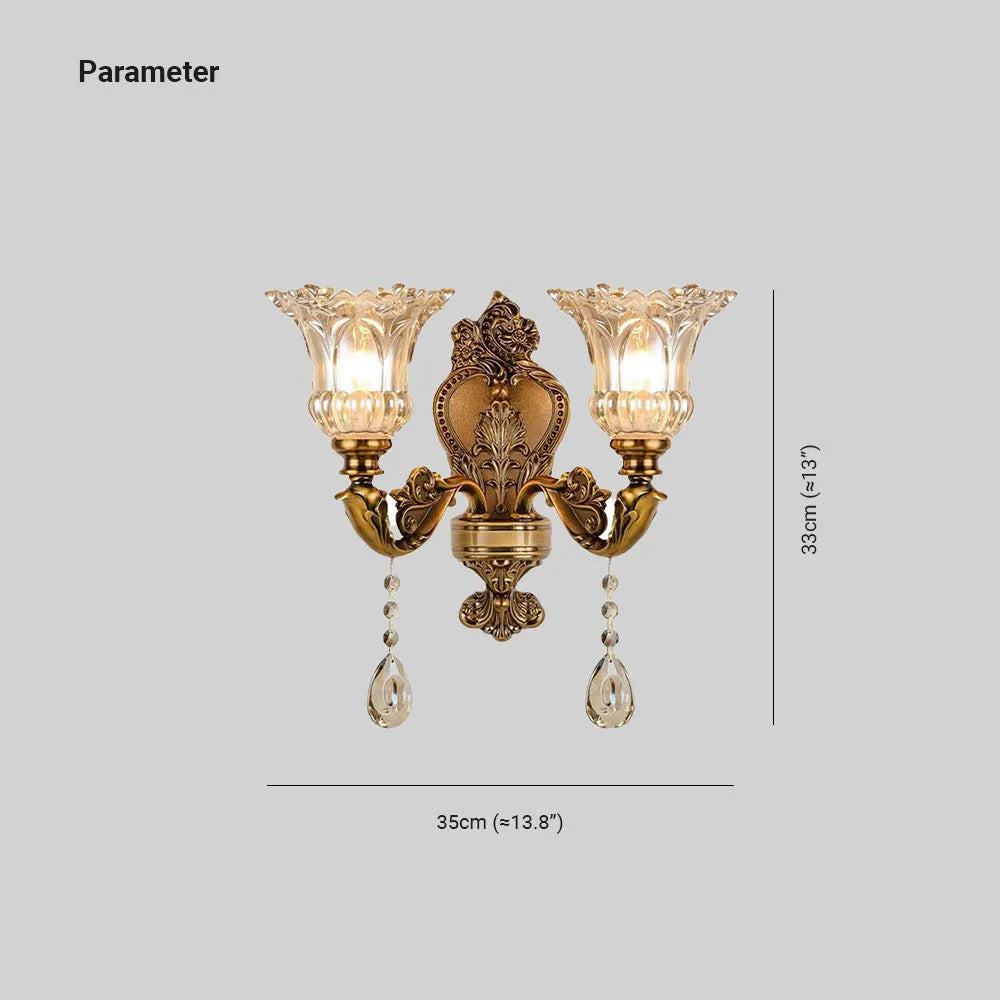 Ramiq Vintage Flor Metal/Glass Wall lamp, Gold - Lamp Copper