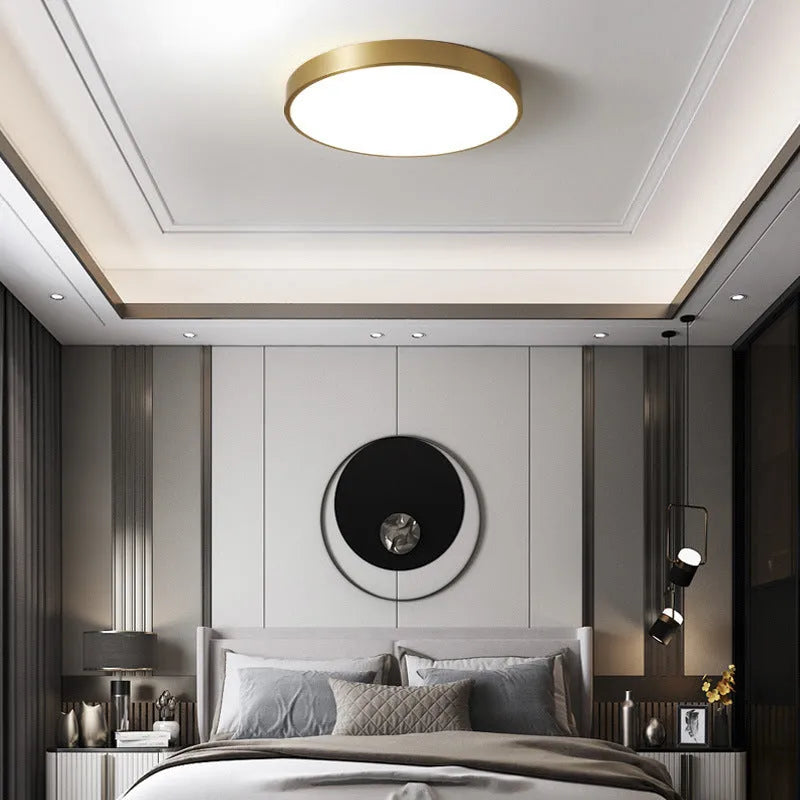 Arisha Nordic LED Gold Round Ceiling Light, Metal & Acrylic - Lamp Copper