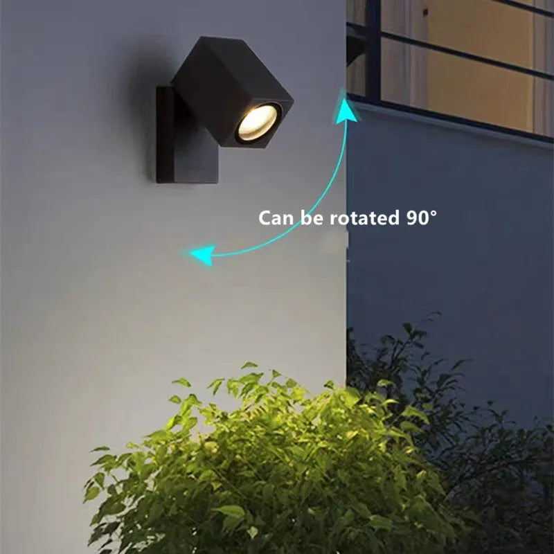 Artiq Modern Outdoor Rotatable Metal Spotlight Wall Lamp, Black - Lamp Copper