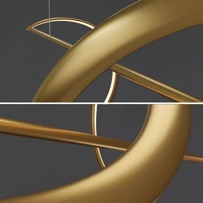 Zelin Pendant Light Wave Minimalist Designer, Metal, Brass/Black - Lamp Copper