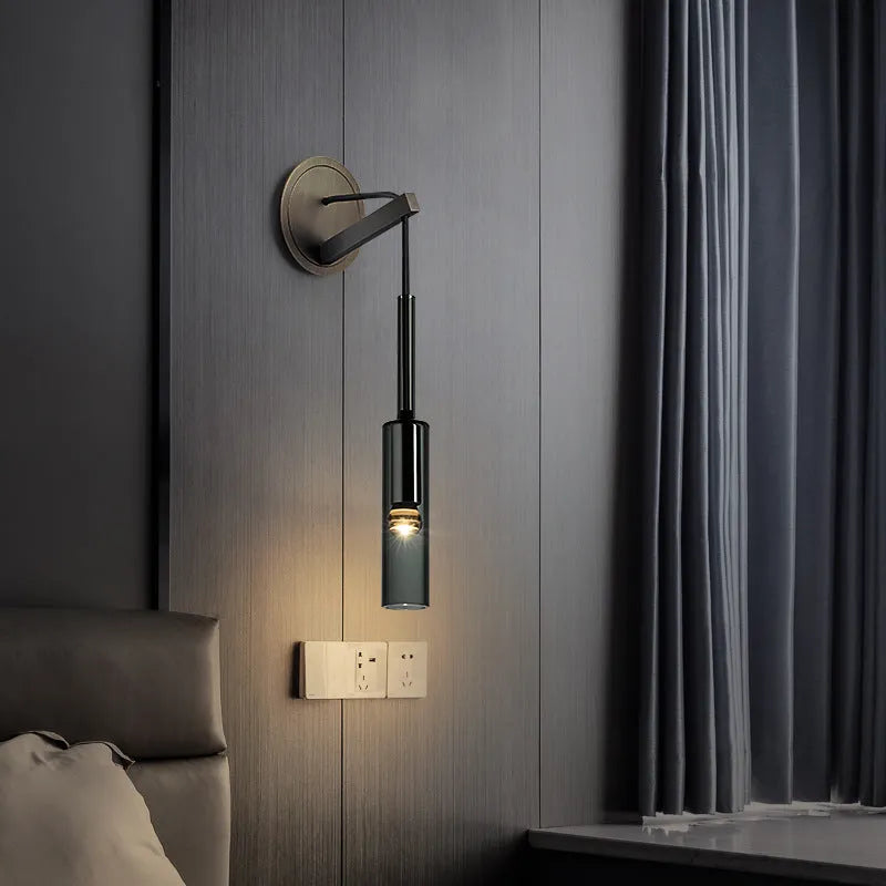 Zeyro Modern Black Glass Streamlined Pendant light/Wall Lamp - Lamp Copper