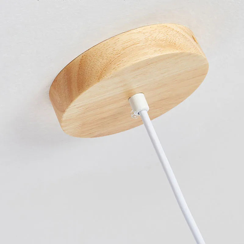 Muto Cylindrical Wood Pendant Light, for Bedroom & Kitchen Island - Lamp Copper