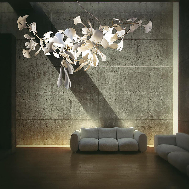 Olivia Luxury Ceramic Chandelier Large Foyer, Gingko leaf, Living Room - Lamp Copper
