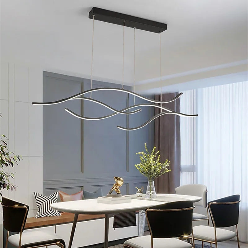 Arisha Pendant Light, Multi-Curved, Black/Gold - Lamp Copper