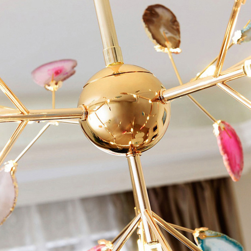 Aria Agate Creative Colourful Chandelier Bedroom/Living Room - Lamp Copper