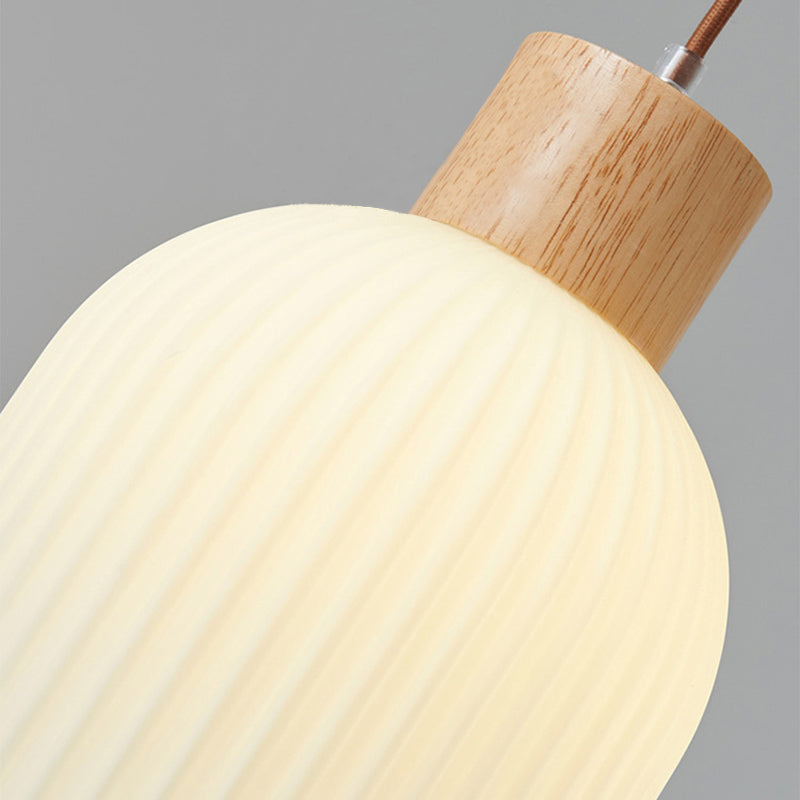 Muto Modern Wood/Glass Pendant Light, White - Lamp Copper