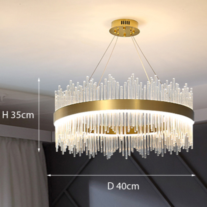 Kristy Modern Round/Rectangular Chain Chandelier, Gold - Lamp Copper