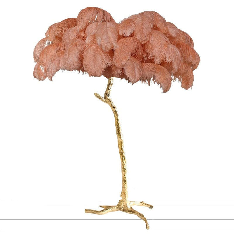 O'Moore Nordic Luxury Unique Ostrich Feather Floor Lamp/Table Lamp - Lamp Copper