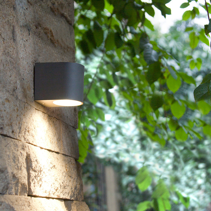 Tavon Minimalist Metal Square Outdoor Wall Lamp, Black - Lamp Copper