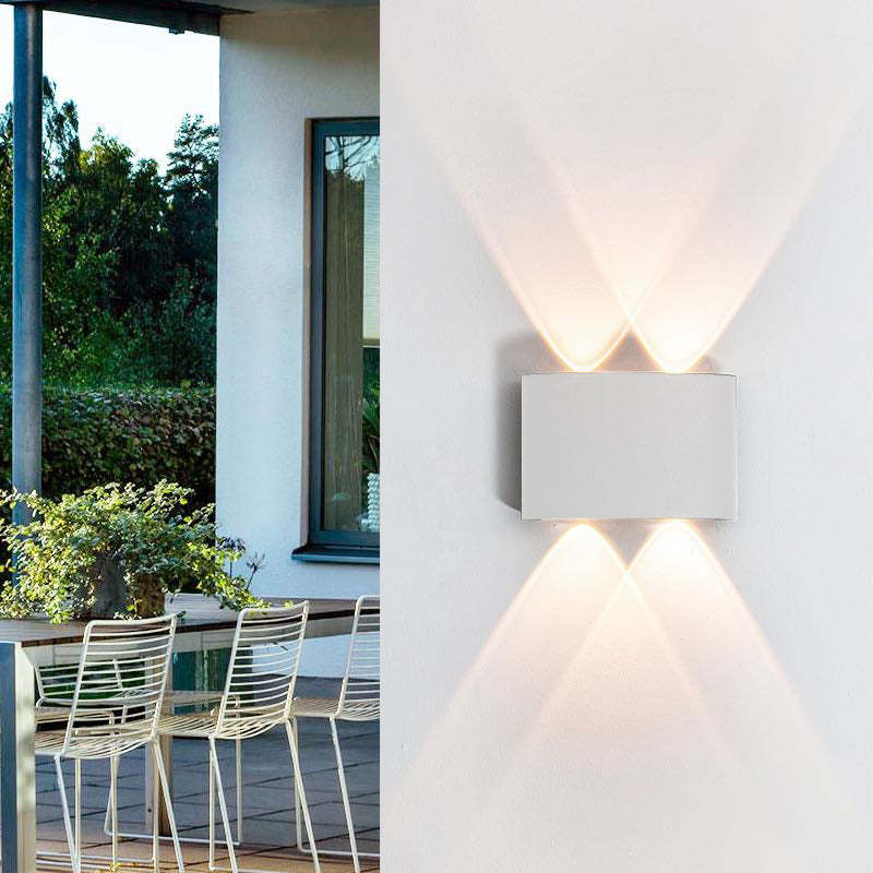 Tronix Modern Rectangular Metal Outdoor Wall Lamp, Black/White, Water-wave - Lamp Copper