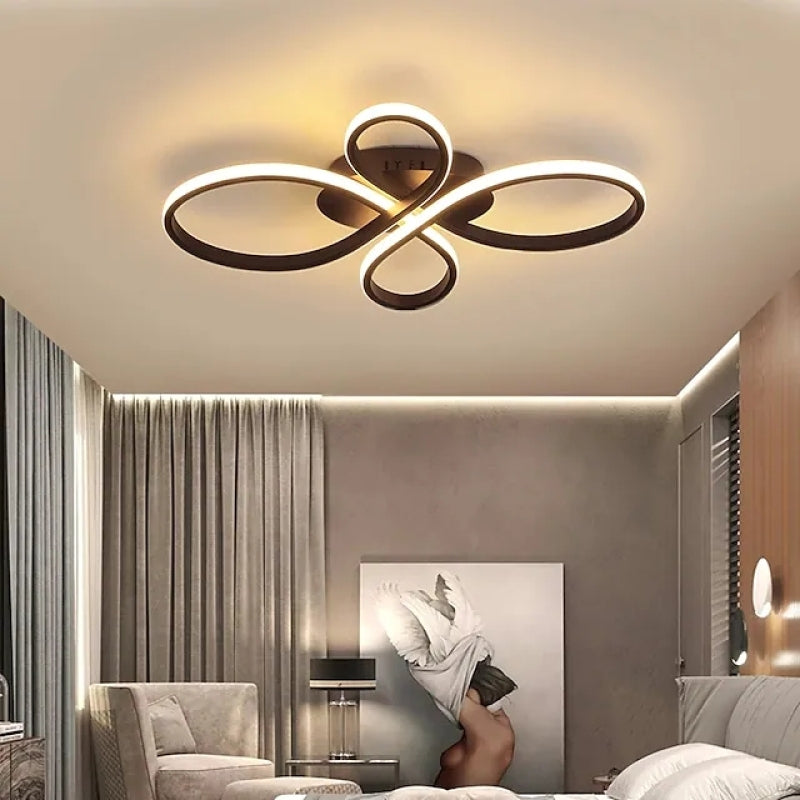 Brisa Modern LED Multi Rings Flush Mount Ceiling Light, Brown/White - Lamp Copper
