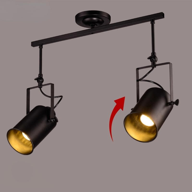 Silva Vintage Adjustable Semi-Flush Mount Ceiling Light, Black - Lamp Copper