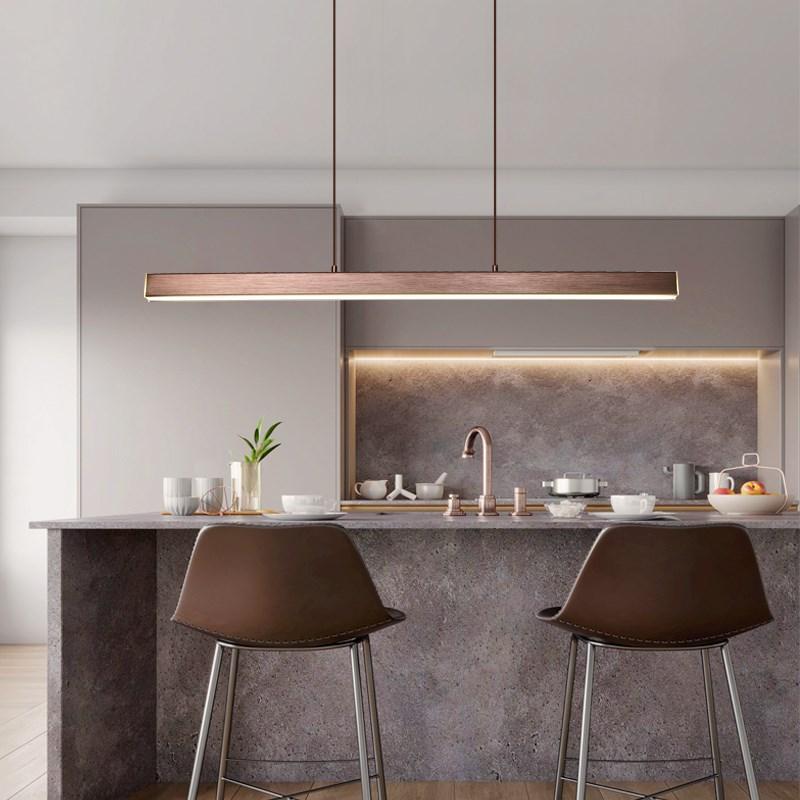 Thala Modern Linear Metal LED Pendant Light Black/Brown - Lamp Copper