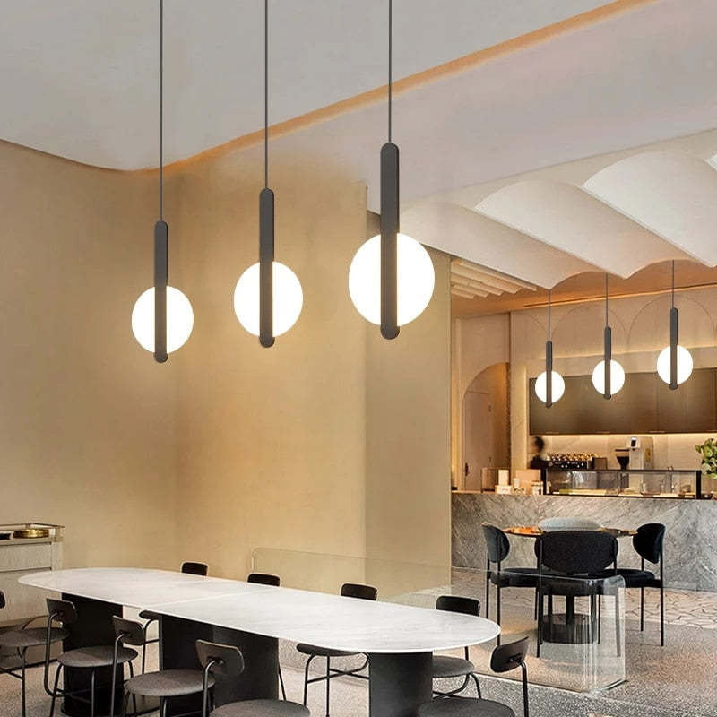 Doria Modern LED Pendant Light Black/White Metal Living Room - Lamp Copper