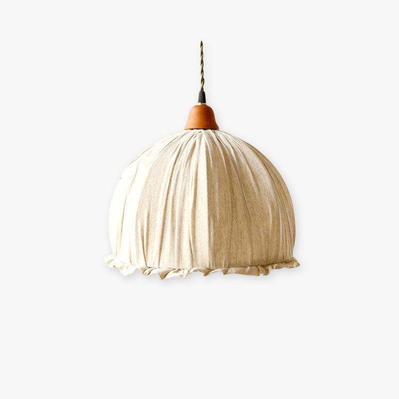 Haloa Vintage Pendant Light Beige, Fabric - Lamp Copper