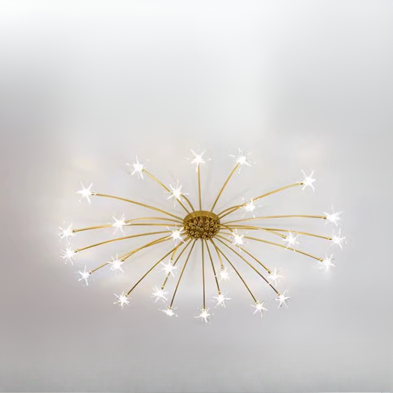 Arisha Art Deco Starry Flush Mount Ceiling Light - Lamp Copper
