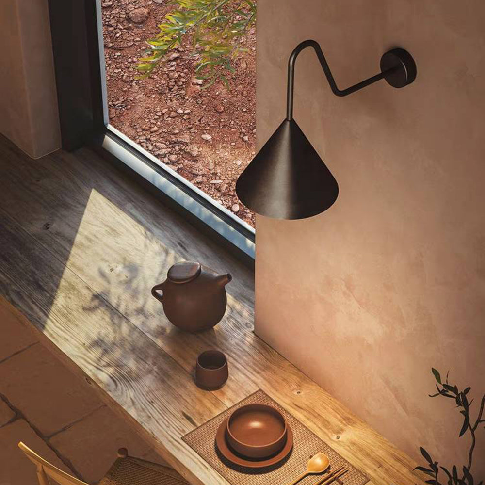 Ray Modern Minimalist Cone Metal Outdoor Waterproof Wall Lamp，Black/Gold - Lamp Copper
