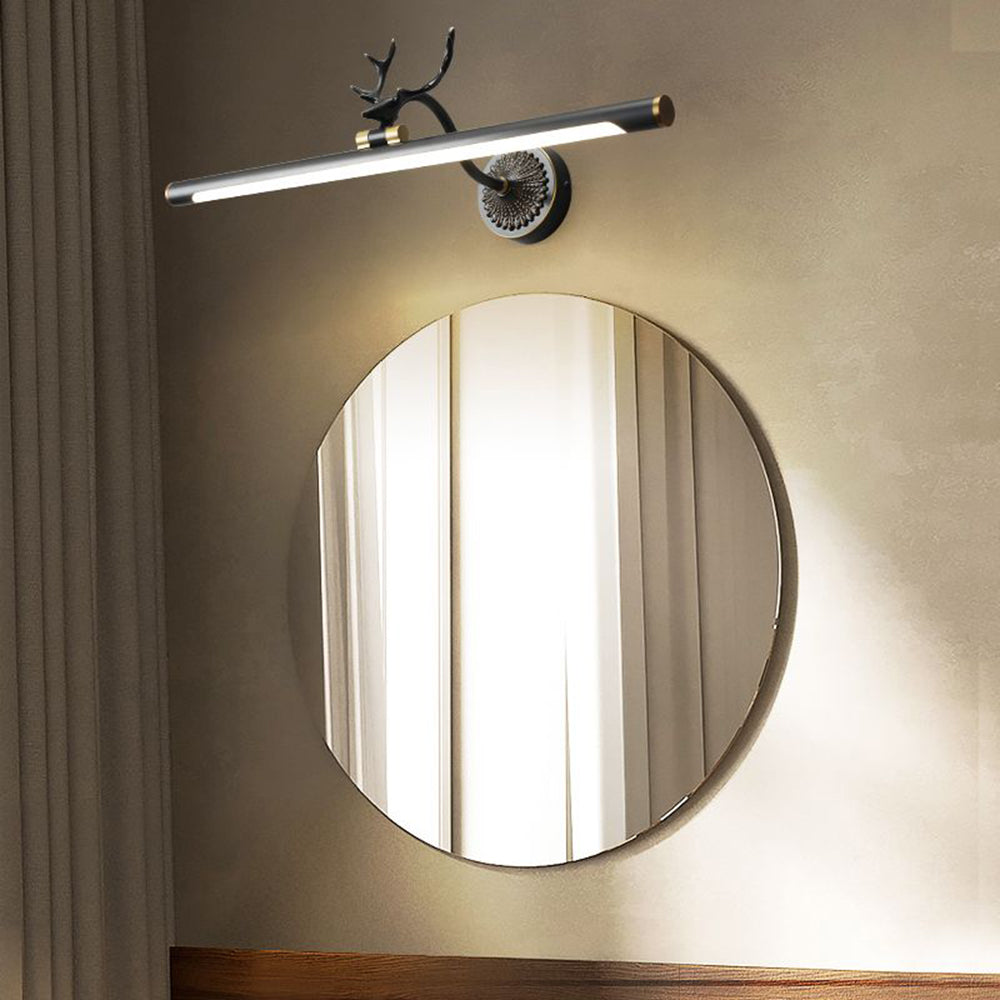 Arisha Modern Staghorn Shaped Vanity Mirror Front Wall Lamp, Black/Brass - Lamp Copper