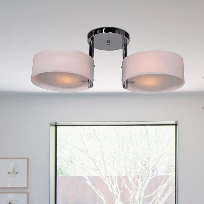 Arisha Flush Mount Ceiling Light Glass White Modern Round Hallway - Lamp Copper
